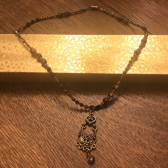 Jewelry Beaded Necklace With Gold Pendant Nwot Poshmark